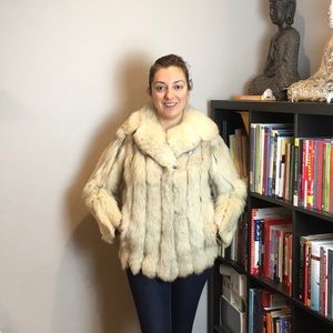 Fox fur custom coat with leather inserts